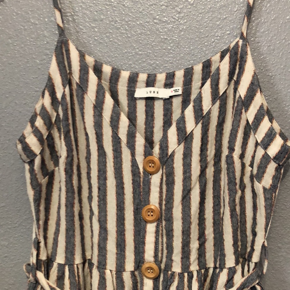 LUSH sleeveless dress Women's m striped button front pockets tie sundress party - Picture 2 of 11